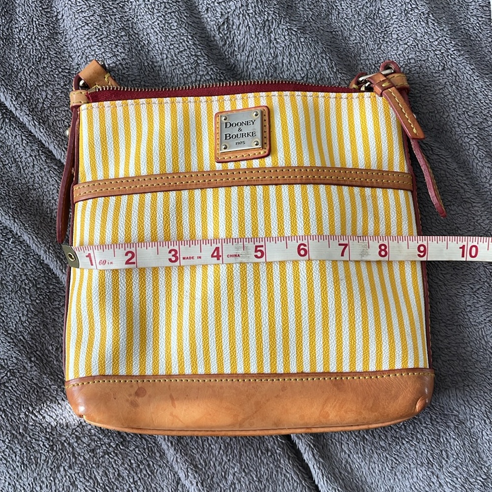 VTG 80s Dooney & Bourke Crossbody Bag Yellow & White Striped - Picture 10 of 11